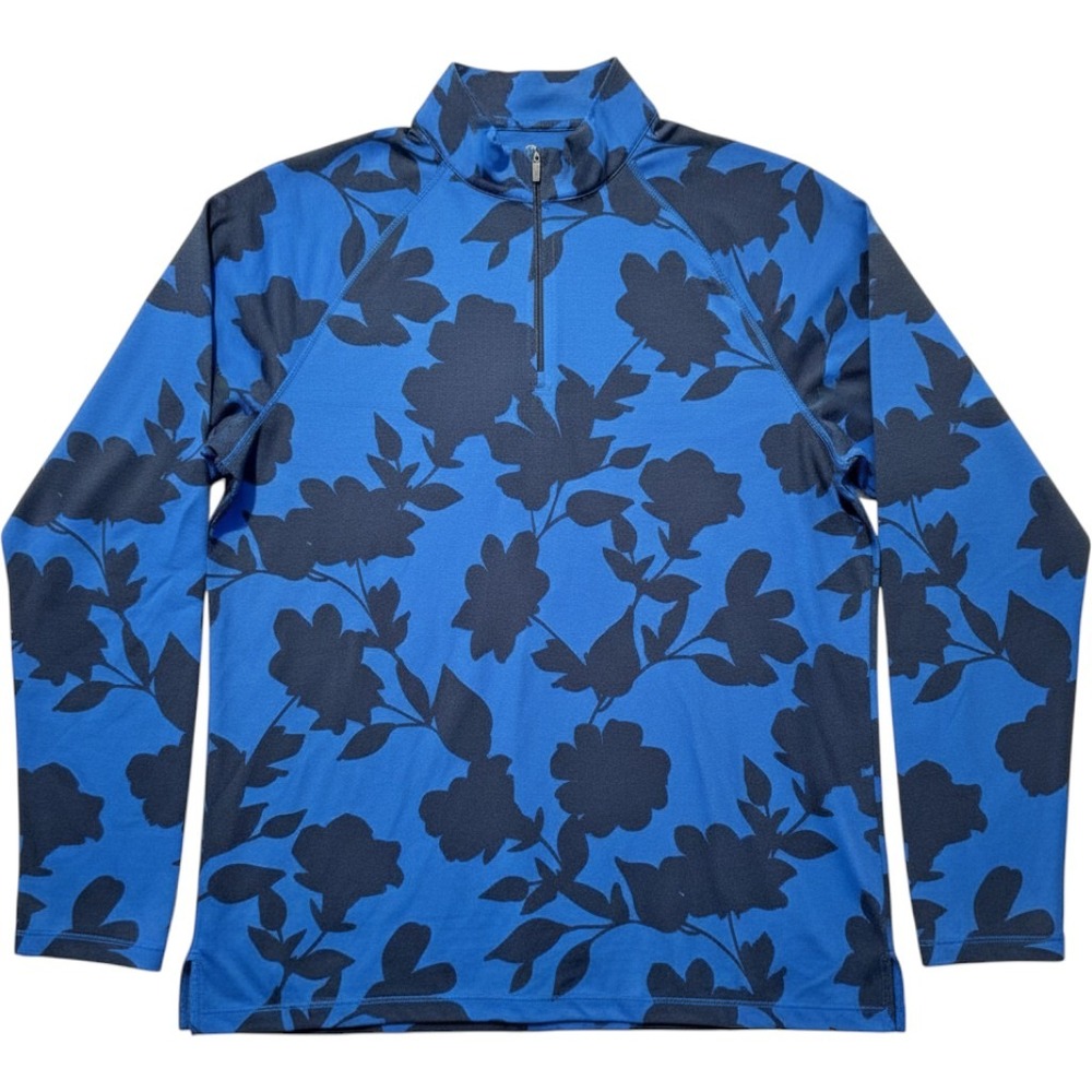 G/Fore G4‎ Luxe Soft 1/4 Zip Mens XL Racer Blue Navy Floral Golf Pullover NEW